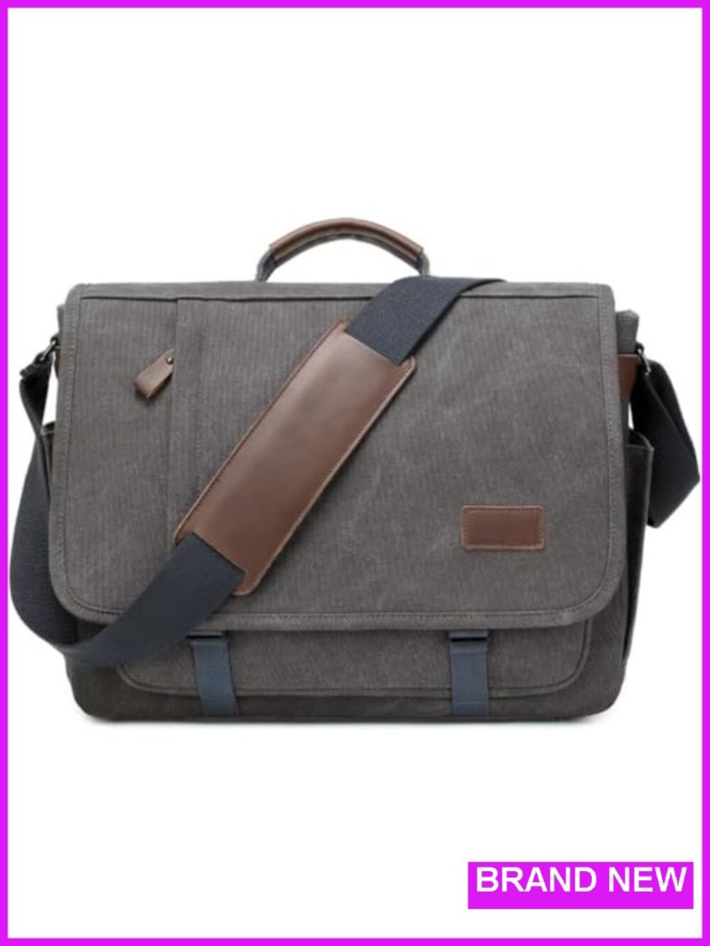 Water-Resistant Canvas Laptop Messenger Bag 17 Inch Men's Business Briefcase